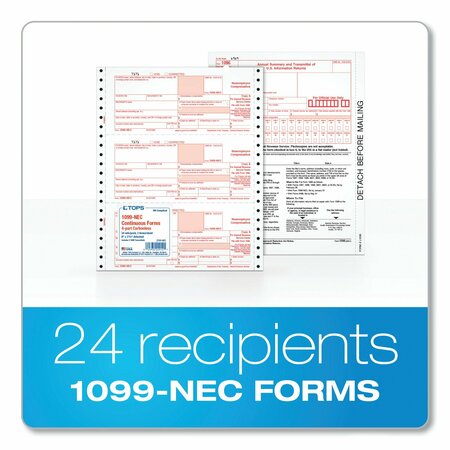 Tops 4-Part 1099-NEC Continuous Tax Forms, 8.5 x 11, PK24 2299NEC